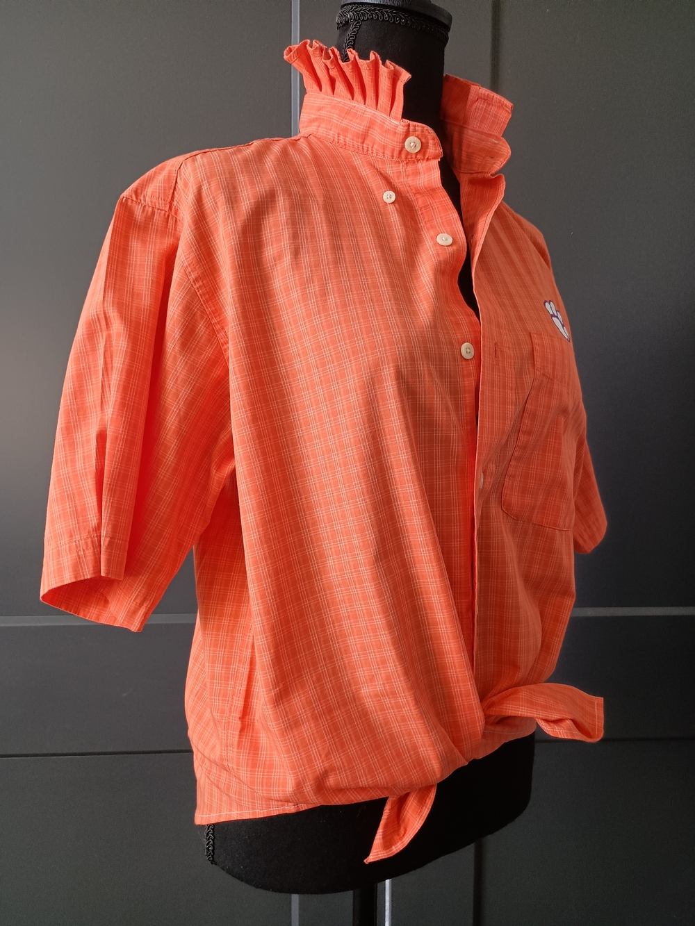 Upcycled Women's Clemson Ruffle Collar Shirt #101 - Picture 7 of 10